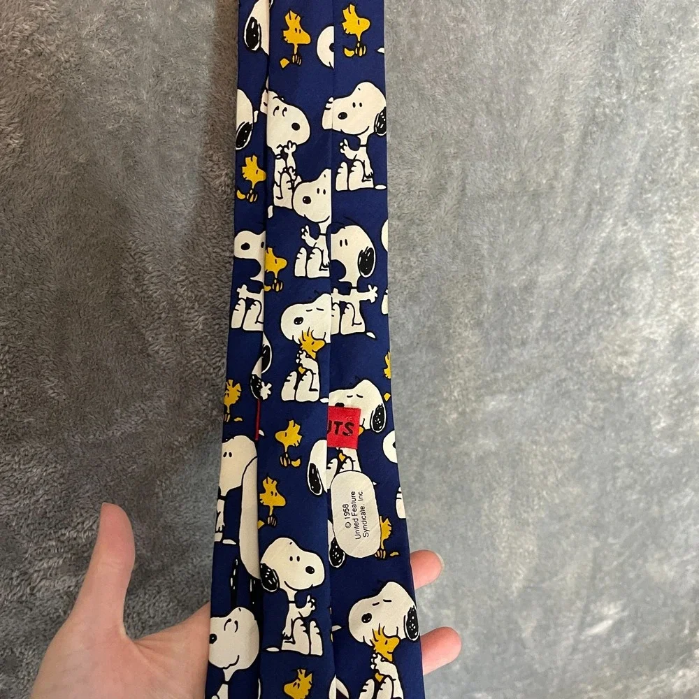 Vintage Peanuts Men Pals Snoopy Woodstock Emotions 90s Silk Neck Tie Cartoon